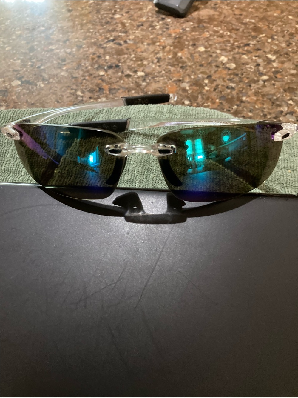 Revo Men’s Rimless Sunglasses with Brown Mirrored Lenses